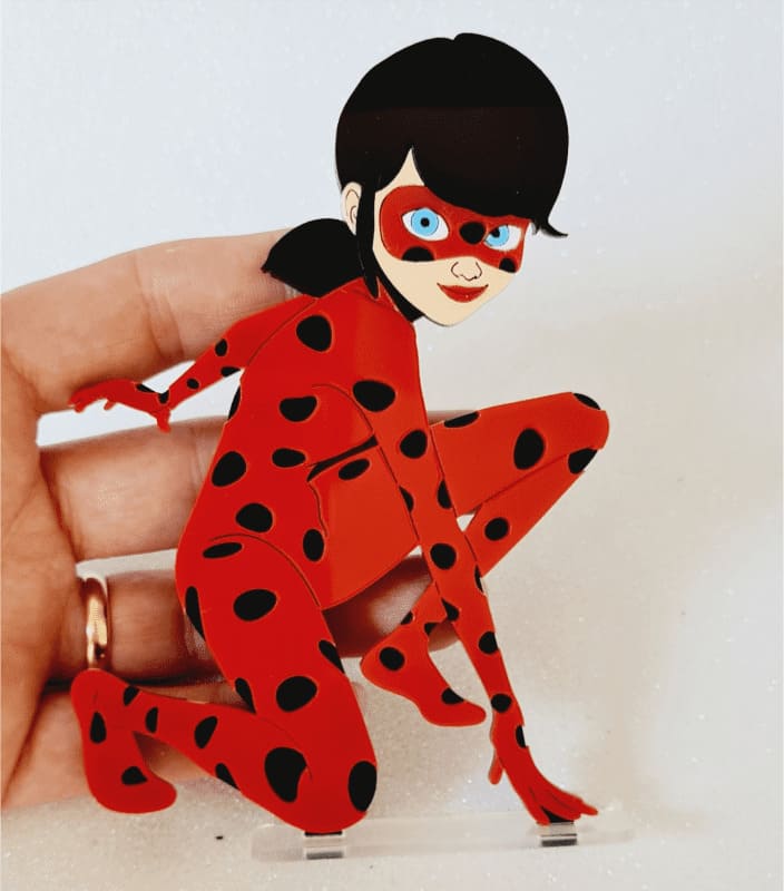 Aplique em Acrílico Cabeça LadyBug (3 peças)